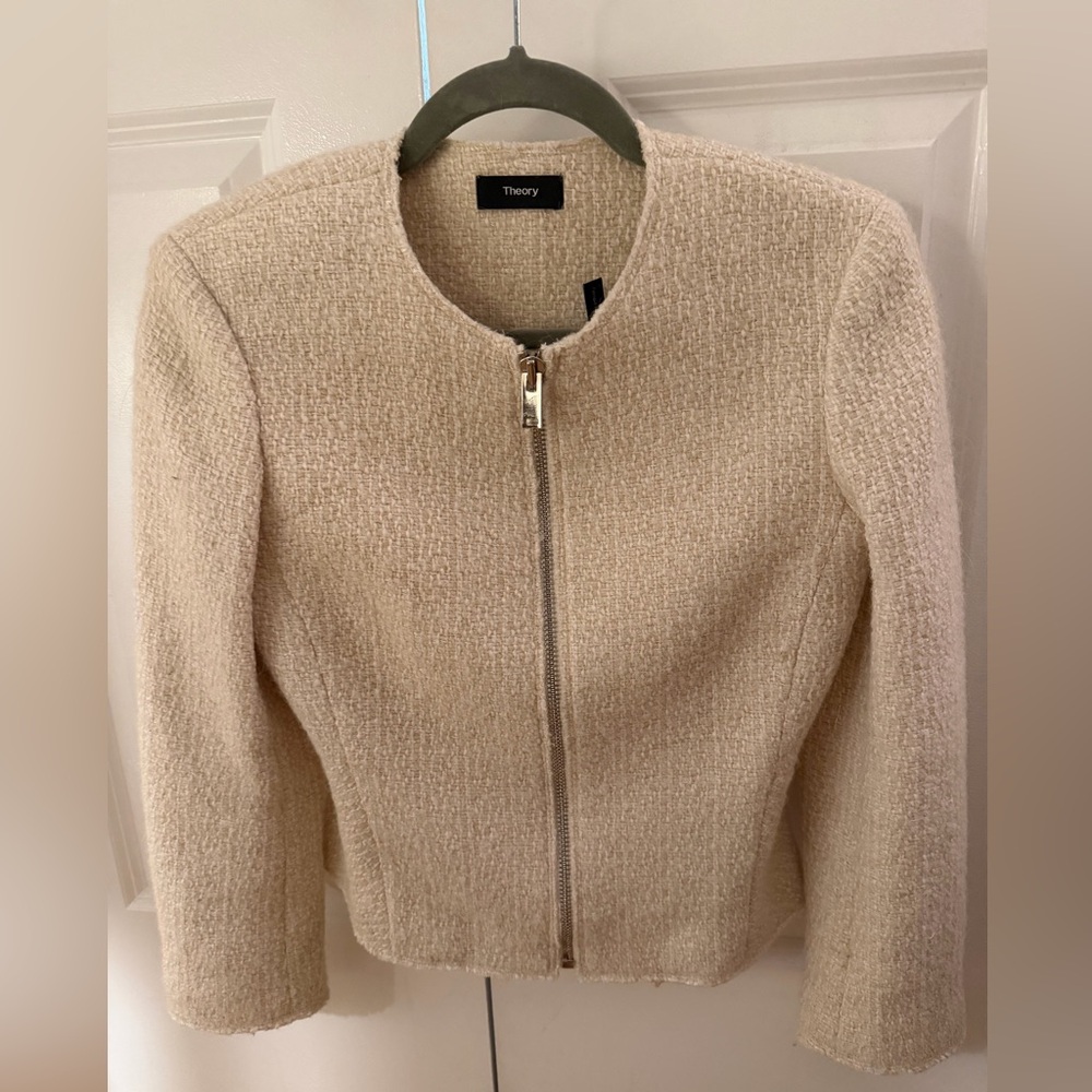 Theory Cream Textured Blazer
